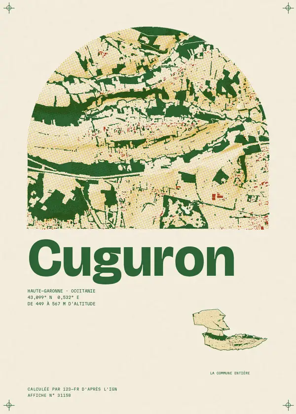 Affiche de Cuguron, calculée par 123-fr d'après l'IGN
