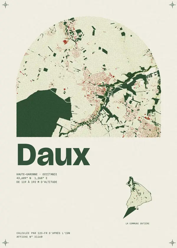 Affiche de Daux, calculée par 123-fr d'après l'IGN