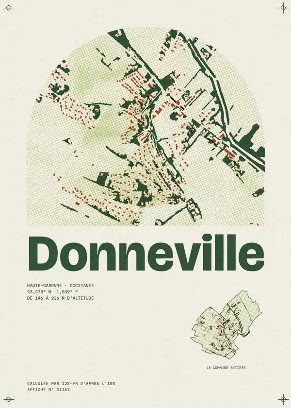 Affiche de Donneville, calculée par 123-fr d'après l'IGN