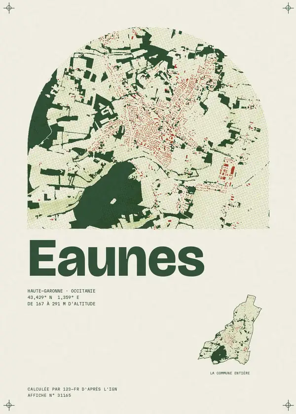 Affiche de Eaunes, calculée par 123-fr d'après l'IGN