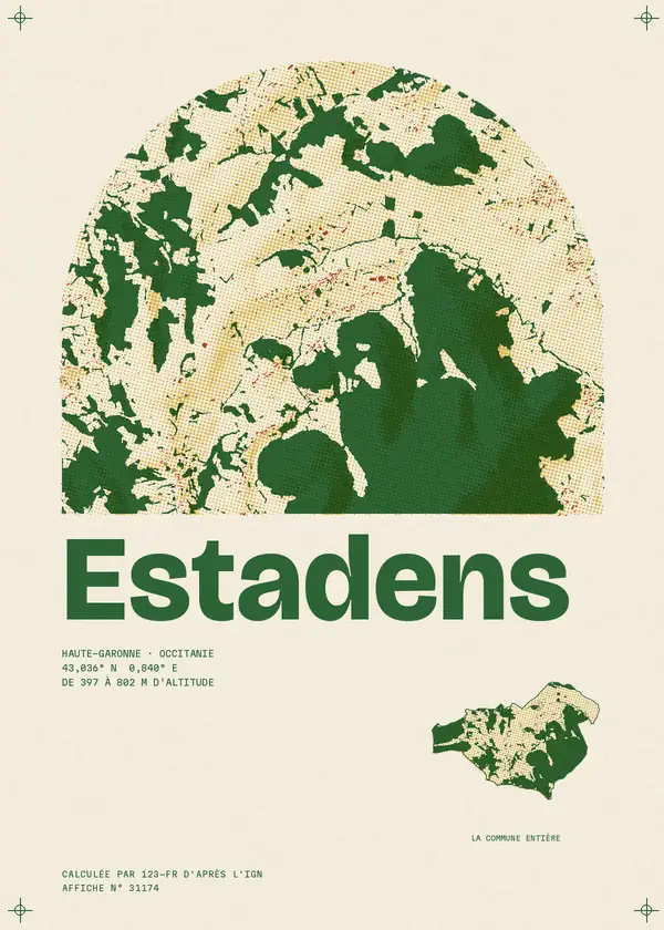 Affiche de Estadens, calculée par 123-fr d'après l'IGN