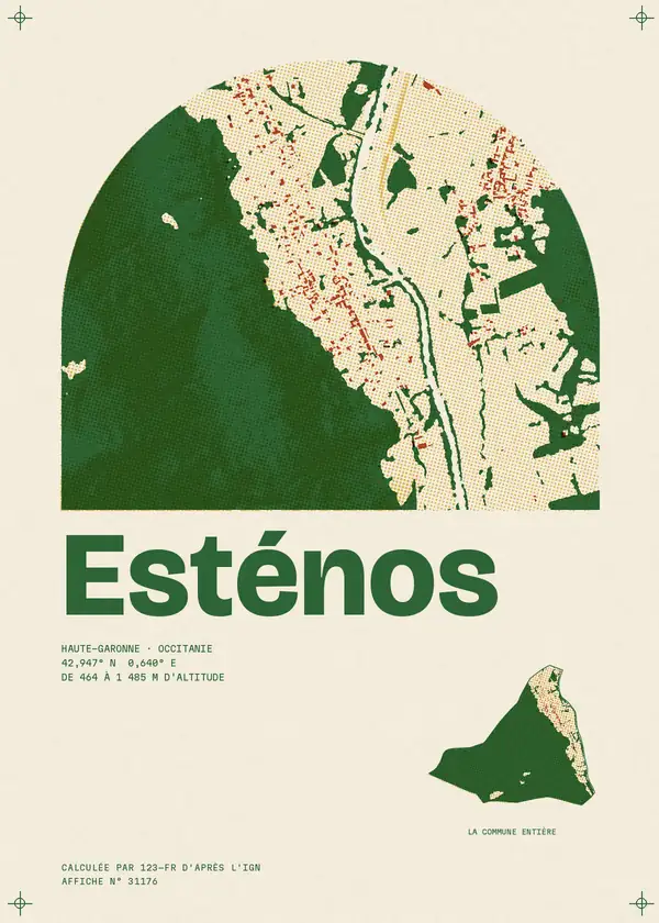 Affiche de Esténos, calculée par 123-fr d'après l'IGN