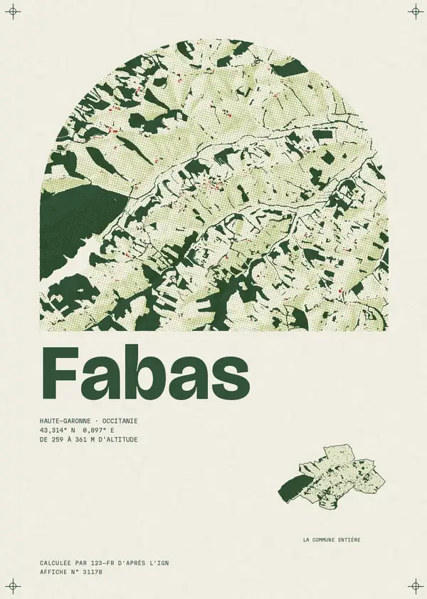 Affiche de Fabas, calculée par 123-fr d'après l'IGN