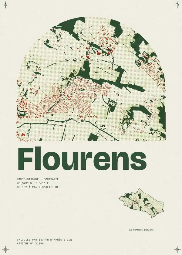 Affiche de Flourens, calculée par 123-fr d'après l'IGN