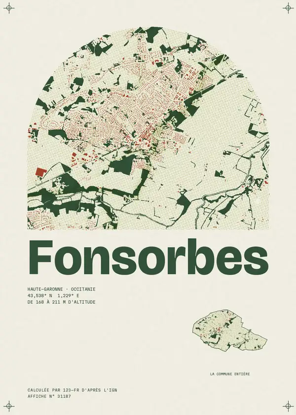 Affiche de Fonsorbes, calculée par 123-fr d'après l'IGN
