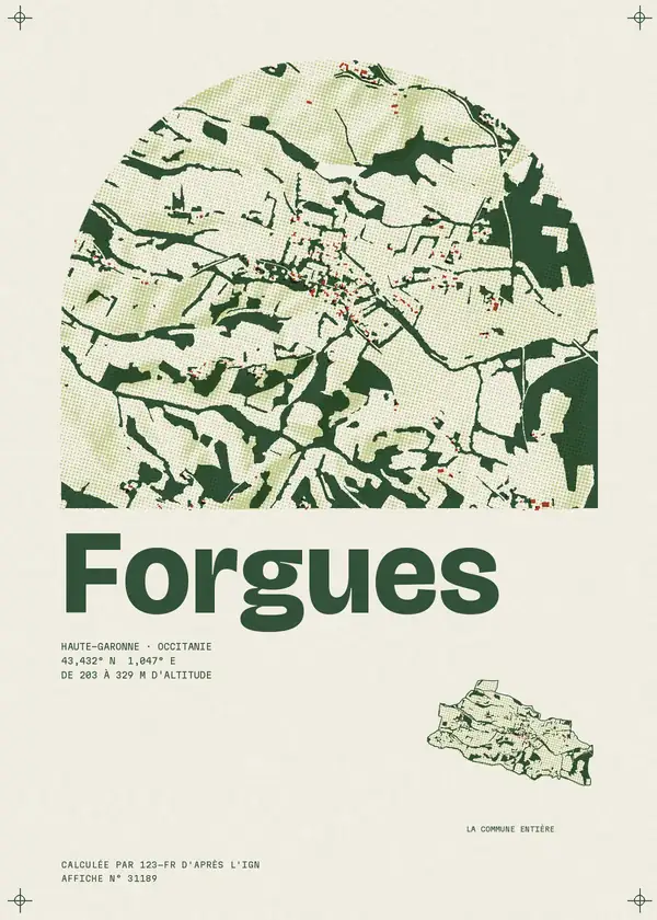 Affiche de Forgues, calculée par 123-fr d'après l'IGN