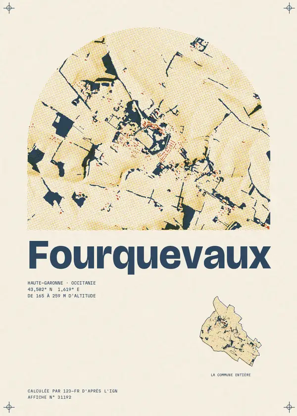 Affiche de Fourquevaux, calculée par 123-fr d'après l'IGN