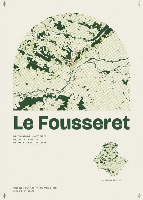 Affiche de Le Fousseret, calculée par 123-fr d'après l'IGN