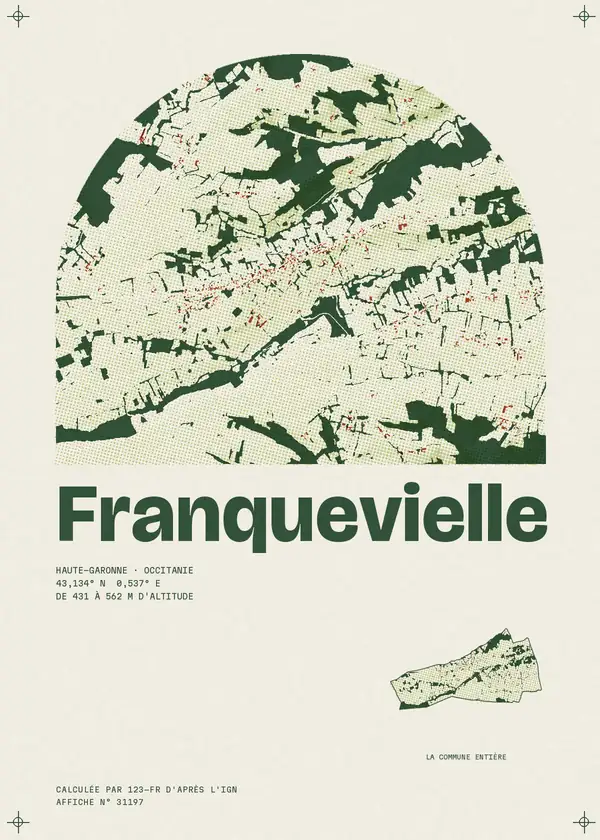 Affiche de Franquevielle, calculée par 123-fr d'après l'IGN