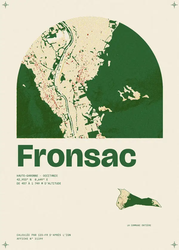 Affiche de Fronsac, calculée par 123-fr d'après l'IGN