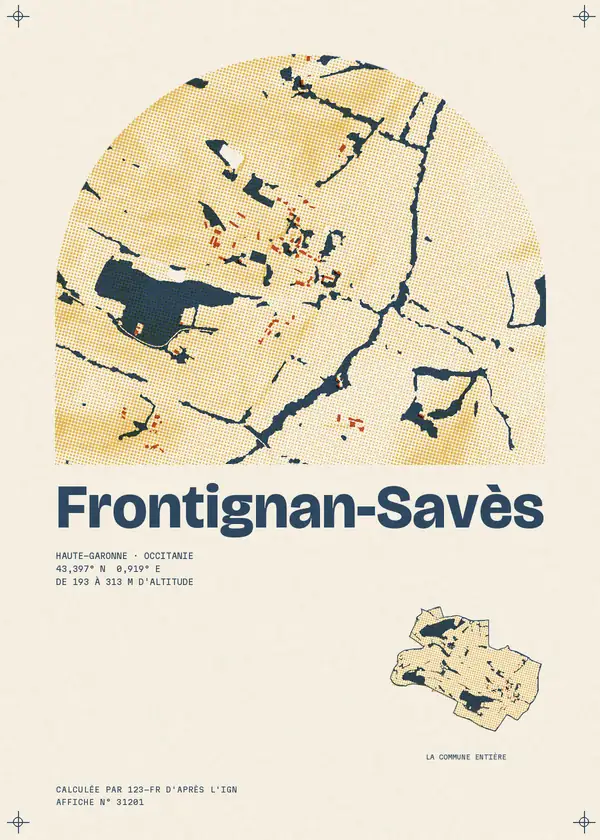 Affiche de Frontignan-Savès, calculée par 123-fr d'après l'IGN
