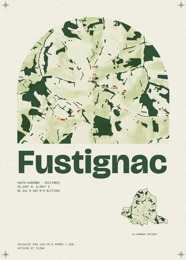 Affiche de Fustignac, calculée par 123-fr d'après l'IGN