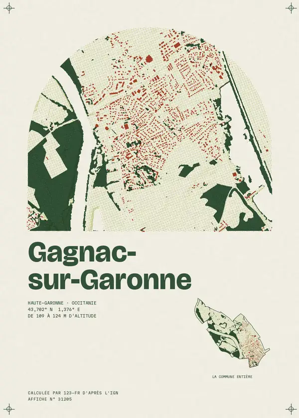 Affiche de Gagnac-sur-Garonne, calculée par 123-fr d'après l'IGN