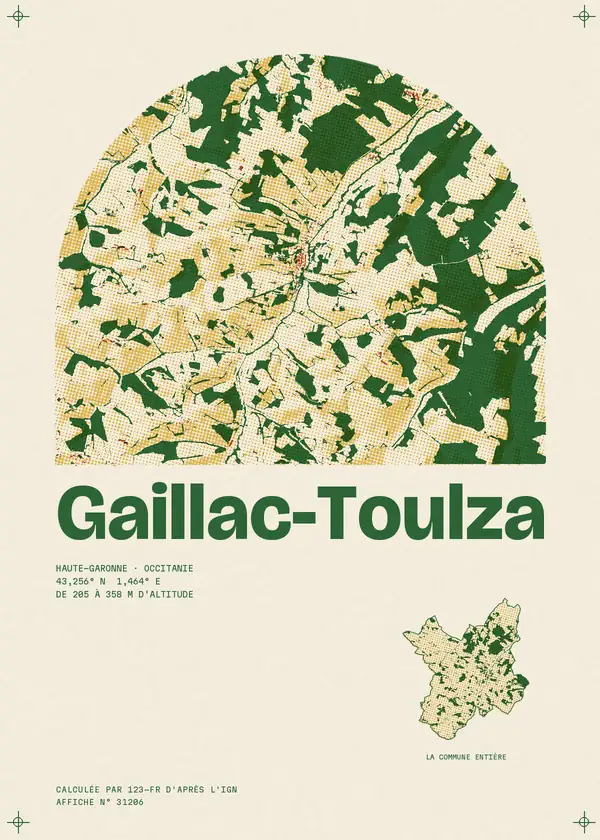 Affiche de Gaillac-Toulza, calculée par 123-fr d'après l'IGN