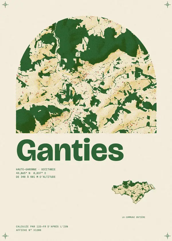 Affiche de Ganties, calculée par 123-fr d'après l'IGN