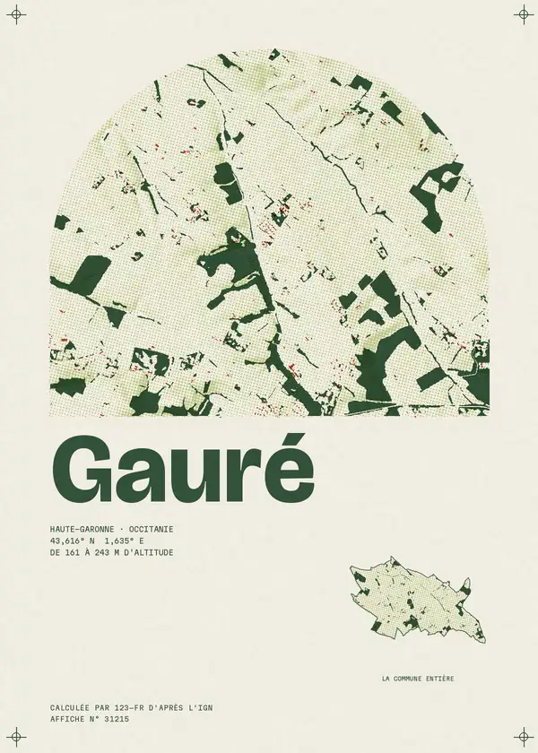 Affiche de Gauré, calculée par 123-fr d'après l'IGN