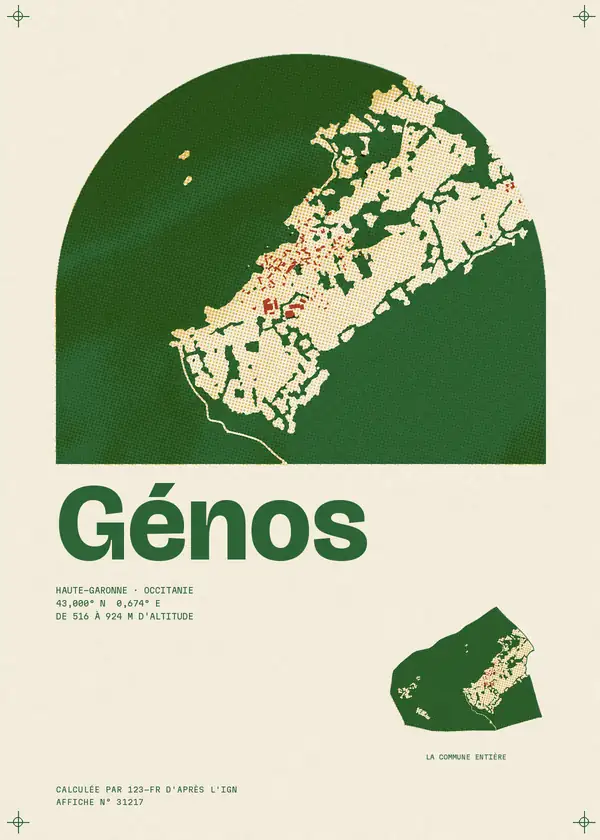 Affiche de Génos, calculée par 123-fr d'après l'IGN