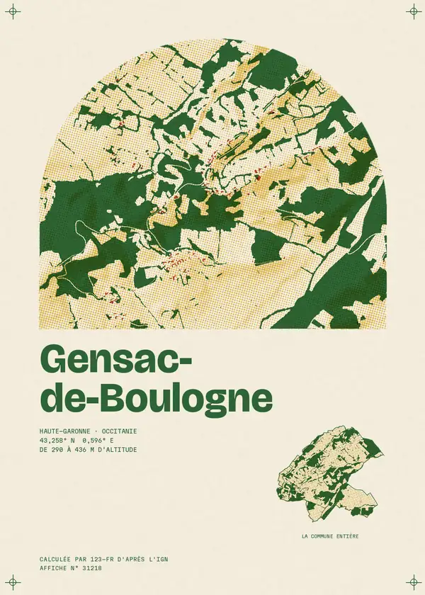 Affiche de Gensac-de-Boulogne, calculée par 123-fr d'après l'IGN