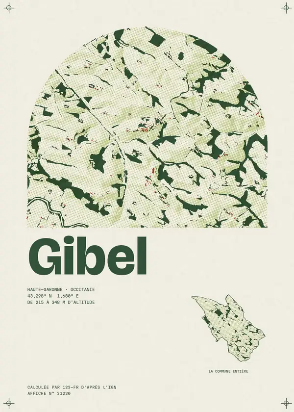 Affiche de Gibel, calculée par 123-fr d'après l'IGN