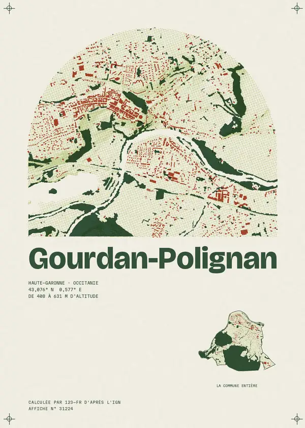 Affiche de Gourdan-Polignan, calculée par 123-fr d'après l'IGN