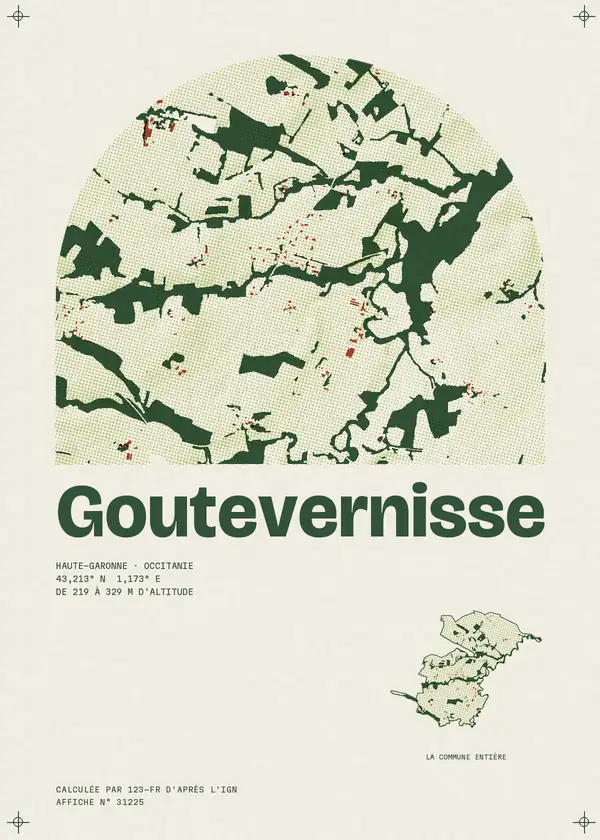 Affiche de Goutevernisse, calculée par 123-fr d'après l'IGN