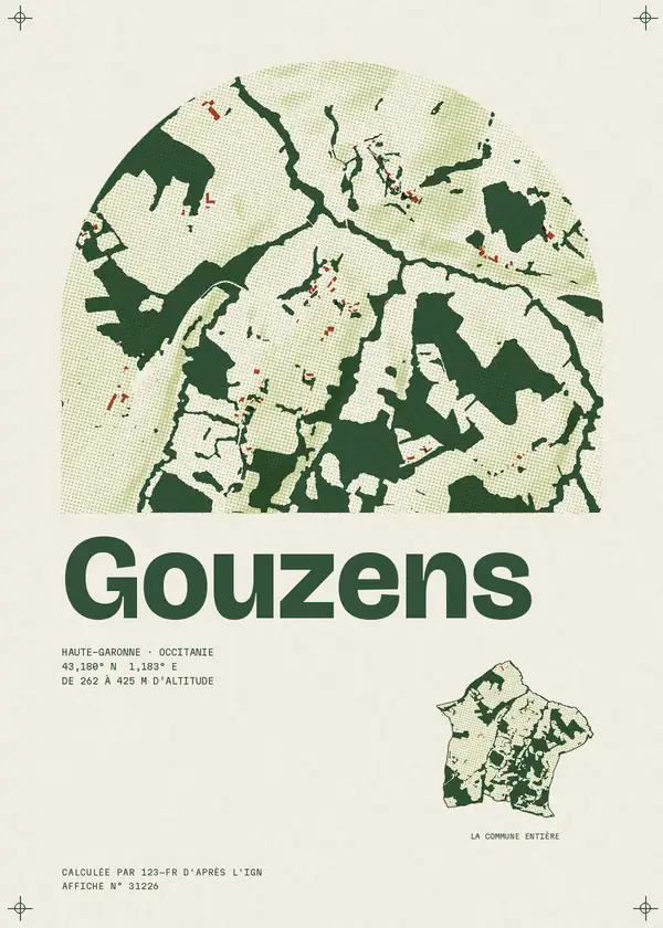 Affiche de Gouzens, calculée par 123-fr d'après l'IGN