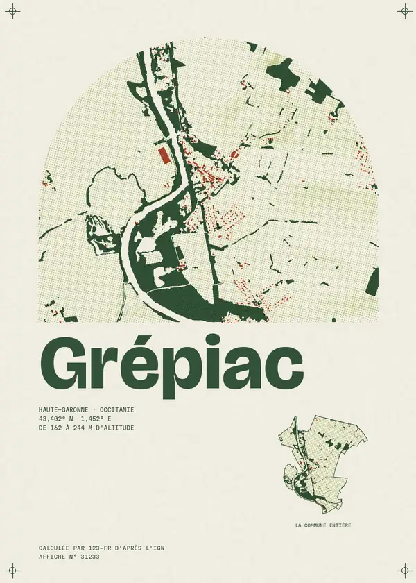 Affiche de Grépiac, calculée par 123-fr d'après l'IGN