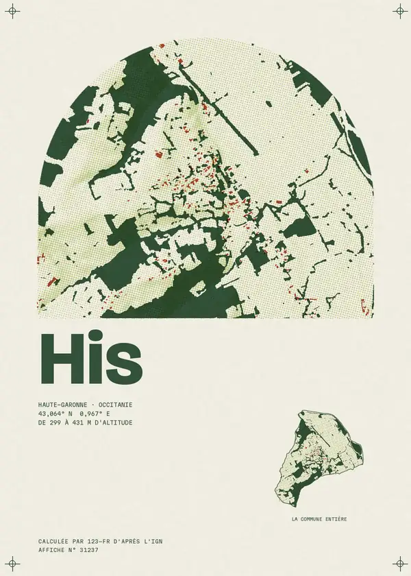 Affiche de His, calculée par 123-fr d'après l'IGN