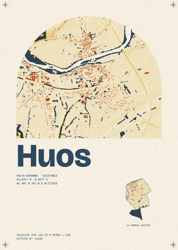 Affiche de Huos, calculée par 123-fr d'après l'IGN