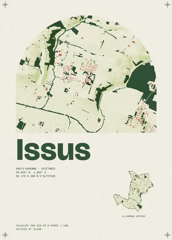 Affiche de Issus, calculée par 123-fr d'après l'IGN