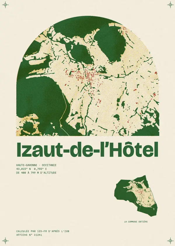 Affiche de Izaut-de-l'Hôtel, calculée par 123-fr d'après l'IGN