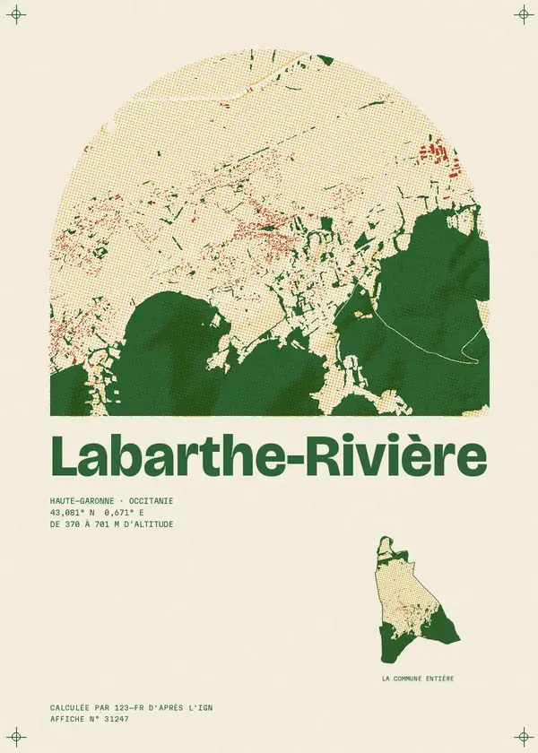 Affiche de Labarthe-Rivière, calculée par 123-fr d'après l'IGN