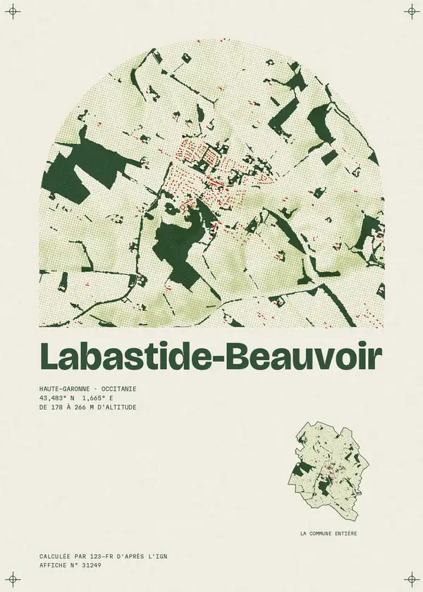 Affiche de Labastide-Beauvoir, calculée par 123-fr d'après l'IGN