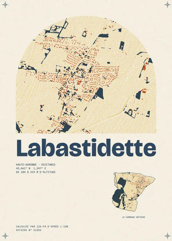 Affiche de Labastidette, calculée par 123-fr d'après l'IGN