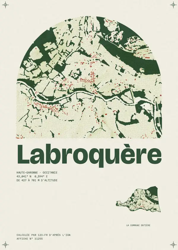 Affiche de Labroquère, calculée par 123-fr d'après l'IGN