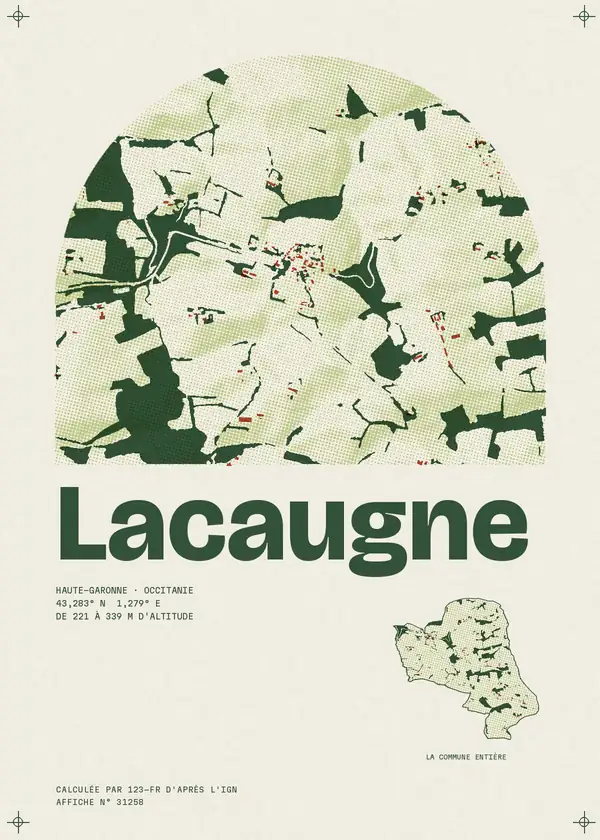 Affiche de Lacaugne, calculée par 123-fr d'après l'IGN