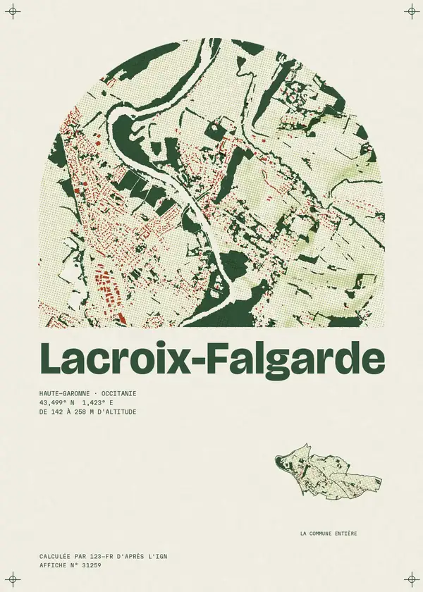 Affiche de Lacroix-Falgarde, calculée par 123-fr d'après l'IGN