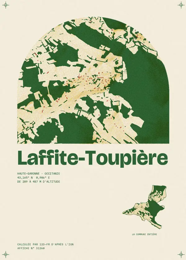 Affiche de Laffite-Toupière, calculée par 123-fr d'après l'IGN