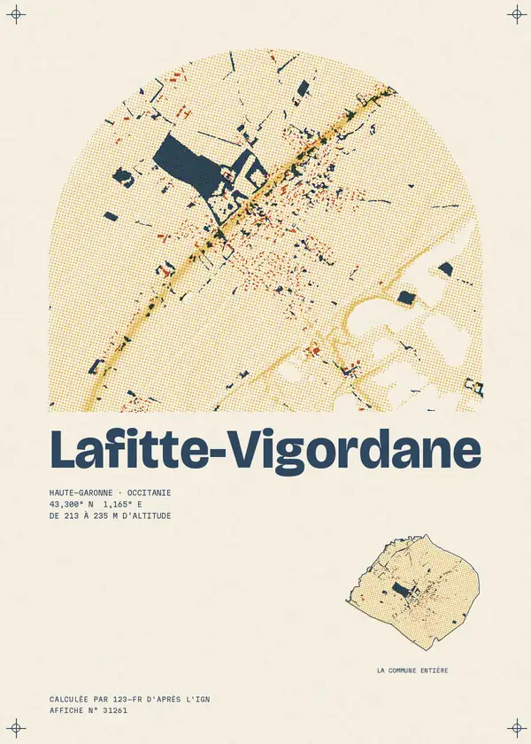 Affiche de Lafitte-Vigordane, calculée par 123-fr d'après l'IGN