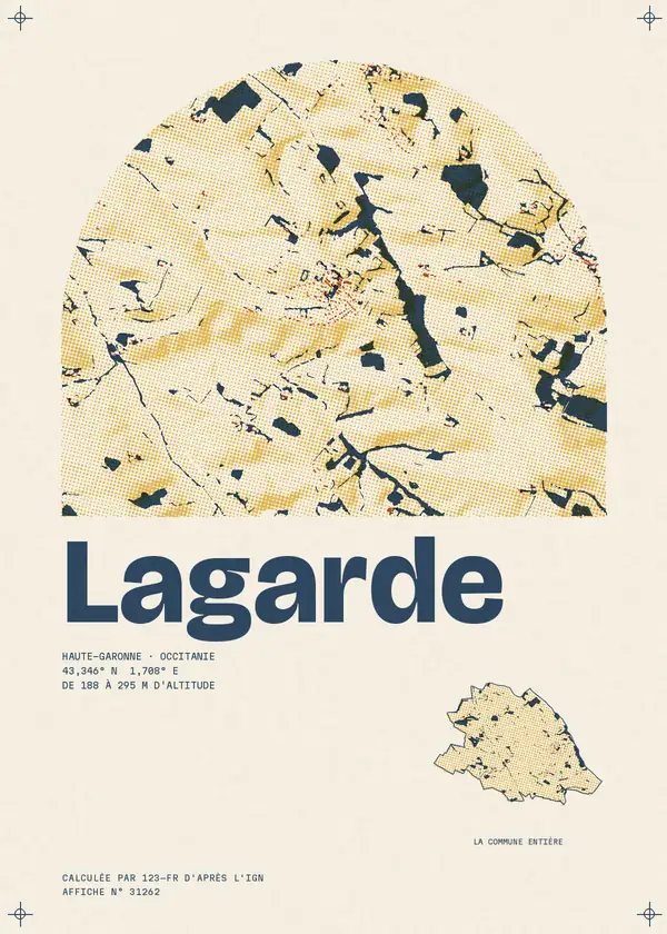 Affiche de Lagarde, calculée par 123-fr d'après l'IGN