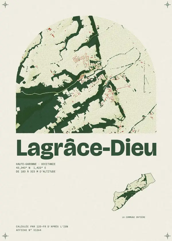 Affiche de Lagrâce-Dieu, calculée par 123-fr d'après l'IGN