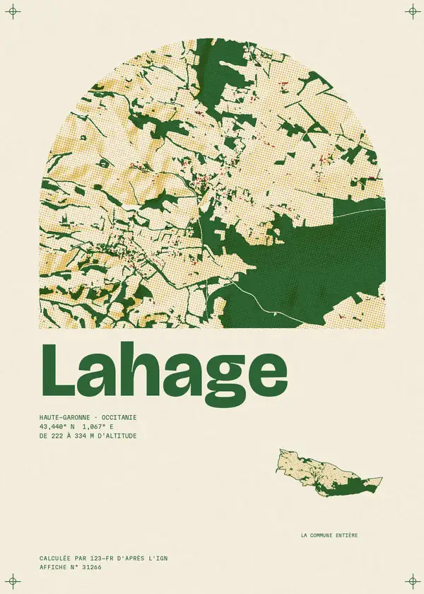 Affiche de Lahage, calculée par 123-fr d'après l'IGN