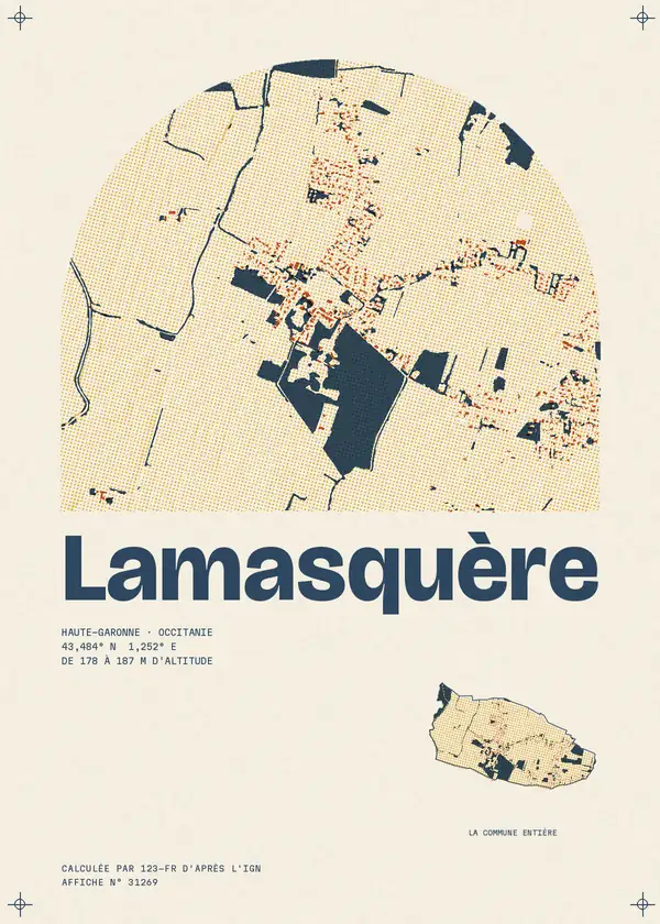 Affiche de Lamasquère, calculée par 123-fr d'après l'IGN