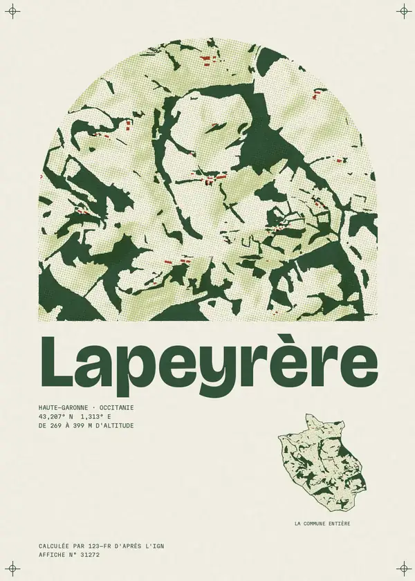 Affiche de Lapeyrère, calculée par 123-fr d'après l'IGN