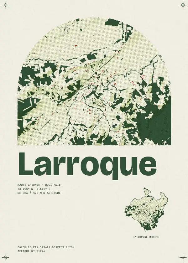 Affiche de Larroque, calculée par 123-fr d'après l'IGN