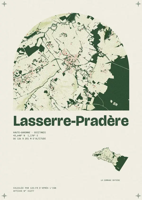 Affiche de Lasserre-Pradère, calculée par 123-fr d'après l'IGN
