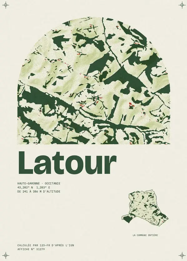 Affiche de Latour, calculée par 123-fr d'après l'IGN