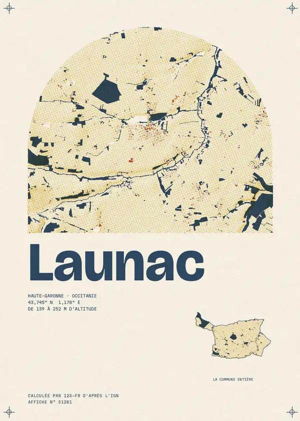 Affiche de Launac, calculée par 123-fr d'après l'IGN