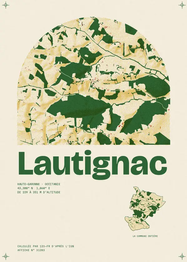 Affiche de Lautignac, calculée par 123-fr d'après l'IGN