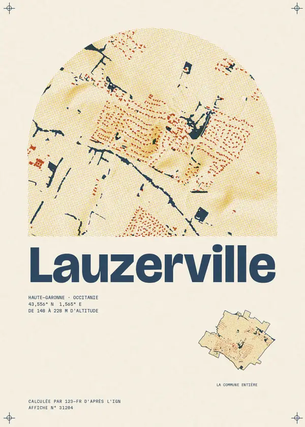 Affiche de Lauzerville, calculée par 123-fr d'après l'IGN